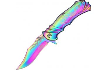 Image of Master Collection Dragon Lock A/O Fold Knife, SS Assist Clip point Blade, Rainbow Handle MCA003RB