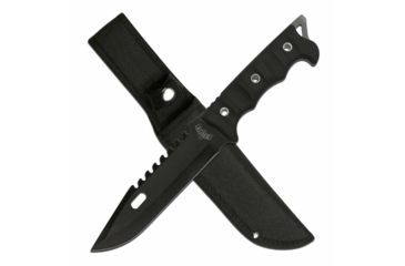 Image of Master USA MU-20-02BK Fixed Blade Knife, 6.75in, 3CR13 Stainless Steel, Spear Point, Black Blade, Nylon Fiber Handle, Black, MU-20-02BK