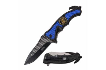 Image of Master USA MU-A069BL Spring Assisted Knife, 3.5in, 3CR13 Stainless Steel, Spear Point, Black Blade, Injection Molded/Aluminum Handle, Blue/Black, MU-A069BL