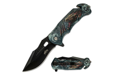 Image of Master USA Tanto Spring Assisted Knife, 3.75 in, 3Cr13 Stainless Steel Stainless Steel, Grey/Yellow Dragon, MU-A116O