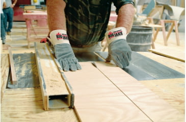 Image of MCR Safety Big Jake Full Leather Back Premium A+ Side Leather Palm Work Gloves, 2.75in Safety Cuff, Double Palm and Fingers, Sewn with DuPont Kevlar, Gray, Large, 1735L