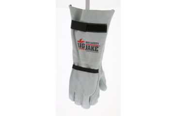 Image of MCR Safety Big Jake Full Leather Back Work Gloves, 8in Leather Extended Gauntlet Bell Cuff, Inside Double Leather Palm, Gray, X - Large, 1746XL