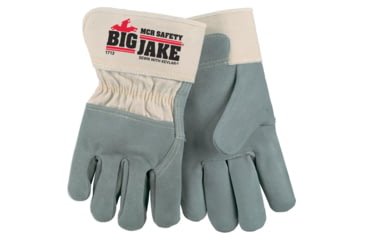 Image of MCR Safety Big Jake Premium A+ Side Leather Palm Work Gloves w/2.75 Inch Safety Cuff &amp; 3/4 Leather Back - Men's, Extra Large, 1713