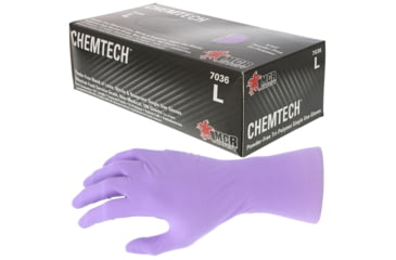 Image of MCR Safety ChemTech Tri-Polymer Blended Disposable Gloves, Powder Free Industrial Food Service Grade, Nitrile Neoprene and Latex Polymers, 12in Length, 6 mil Thickness, Lilac, X - Large, 7036XL