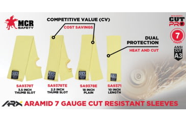 Image of MCR Safety Cut Pro 7 Gauge ARX Aramid Fibers Cut Resistant Sleeves - Mens, 18 x 3in, SA9378