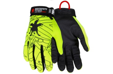Image of MCR Safety Cut Pro Mechanics Cut and Puncture Resistant Work Gloves, Synthetic Leather Palm and Fingers, Palm Lined with Alycore, Black/Hi-Vis Lime, Medium, ML300AM