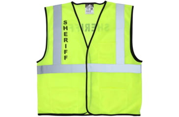 Image of MCR Safety Luminator Series Hi Vis Reflective Lime Safety Vest w/Sheriff Logo, Medium, VCL2MLSHFM