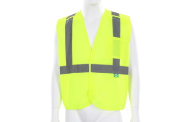 Image of MCR Safety Hi Vis Reflective Safety Vest, ANSI Type R Class 2, Mesh with 2in Silver Stripes, Five Point Break Away Design, Fluorescent Lime, XL, RXCL2MLXL