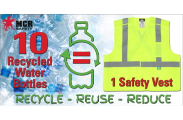 Image of MCR Safety Hi Vis Reflective Safety Vest, ANSI Type R Class 2, Mesh with 2in Silver Stripes, Five Point Break Away Design, Fluorescent Lime, XL, RXCL2MLXL