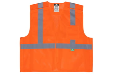 Image of MCR Safety Hi Vis Reflective Safety Vest, ANSI Type R Class 2, Mesh with 2in Silver Stripes, Five Point Break Away Design, Fluorescent Orange, 2X, RXCL2MOX2