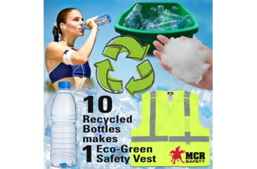 Image of MCR Safety Hi Vis Reflective Safety Vest, ANSI Type R Class 2, Mesh with 2in Silver Stripes, Five Point Break Away Design, Fluorescent Lime, XL, RXCL2MLXL