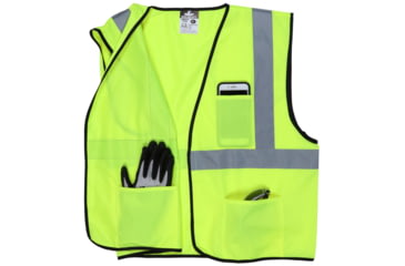 Image of MCR Safety Hi Vis Reflective Safety Vest, ANSI Type R Class 2, Solid with 2in Silver Stripes, Hook and Loop Front Closure, Fluorescent Lime, 2X, VCL2SLX2