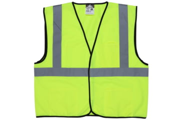 Image of MCR Safety Hi Vis Reflective Safety Vest, ANSI Type R Class 2, Solid with 2in Silver Stripes, Hook and Loop Front Closure, Fluorescent Lime, 2X, VCL2SLX2
