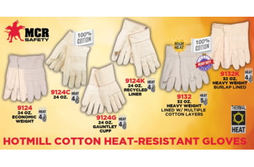Image of MCR Safety Hot Mill Burlap Premium Work Gloves - Mens, 32 oz, Medium, Heavy Weight Fabric, Burlap Lined, 9132KM