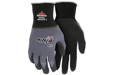 Image of MCR Safety Ninja BNF Work Gloves, 15 Gauge Nylon/Spandex Shell, NFT Coated Palm and Fingertips, Black/Gray, X - Large, N96790XL