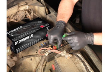 Image of MCR Safety NitriShield Stealth Disposable Nitrile Gloves, Powder Free Industrial Food Service Grade, 12in Length, 6 mil Thickness, Black, Medium, 6062M