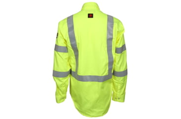 Image of MCR Safety S1CL3LXL Flame Resistant Work Shirt, Class 3 Hi-Visibility Protection, 2in Silver FR Reflective Stripes, Fluorescent Lime, XL, S1CL3LXL