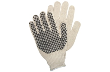 Image of MCR Safety String Knit Work Gloves, 7 Gauge Regular Weight String Knit, Cotton/Polyester Fabric, PVC Dotted One Side, Black/Natural, Small, Each, 1, 9658S-EA
