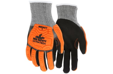 Image of MCR Safety UltraTech Mechanics Gloves, Cut Pro 13 Gauge HyperMax Shell with Sandy Nitrile Foam Palm and Fingertips, Black/Salt and Pepper, Large, UT1952L