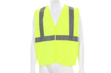 Image of MCR Safety V2CL2MLXL Hi Vis Reflective Safety Vest, ANSI Type R Class 2, Mesh with 2in Silver Stripes, Hook and Loop Front Closure, Fluorescent Lime, XL, V2CL2MLXL