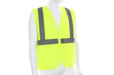 Image of MCR Safety V2CL2MLZXL Hi Vis Reflective Safety Vest, ANSI Type R Class 2, Mesh with 2in Silver Stripes, Zipper Front Closure, Fluorescent Lime, XL, V2CL2MLZXL