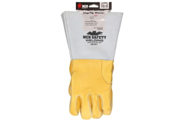 Image of MCR Safety Welding Premium Grain Elkskin Leather Work Gloves, Cotton/Foam Lined Back, Sewn with DuPont Kevlar, Gold and Gray, X - Large, 49751XL