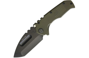 Image of Medford Praetorian Scout Linerlock Folding Knife, 3.75in Black Pvd Coated D2 Tool Steel Tanto Blade, OD Green G10 Handle, Black Padded Nylon Zippered Pouch w/ Logo, MKS30DPT-1010-SPCP-Q4