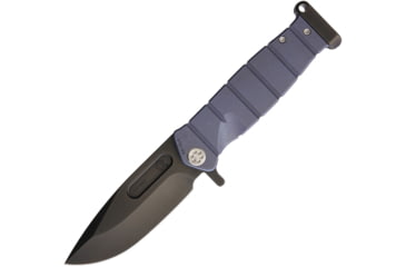 Image of Medford USMC FF Framelock Blue Folding Knife, 4 black PVD coated S35VN stainless drop point bla, Blue anodized titanium handle, MD204SPQ-37A2