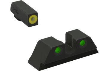 Image of Meprolight Hyper-Bright - Highly Visible Day/Night Self-Illuminated Sights, Taurus G3c, Phosphorescent Yellow Front, Green Rear, Black, 465003121, 465003121