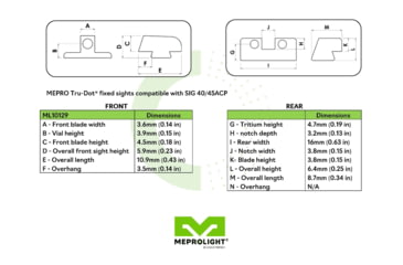 Image of Meprolight Sig Sauer Tru-Dot Night Sight, Sig .40 and .45 ACP P series, Green, ML10129G, 101293101