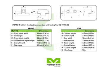 Image of Meprolight Tru-Dot Night Sights, Green/Green - Springfield XD 9mm, 40, 4 - 5 inch BBL, 114103101
