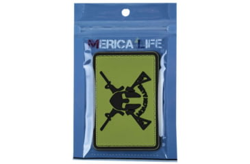 Image of Merica Life Molon Labe Spartan with Two Rifles PVC Patch, Green, 3 x 2, ML2R-G