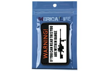 Image of Merica Life Warning. If You Can Read This You are Within Range PVC Patch, White, 3 x 2, W-IYCRT
