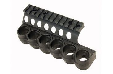 Image of Mesa Tactical SureShell Polymer Carrier and Rail for Moss 500/590, 12-GA, Black, 6-Shell, 4.75 in, 94880