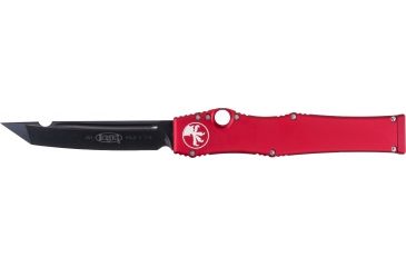 Image of Microtech Halo V TE OTF Automatic Knife, Red Handle, Black Tactical Plain X-MT150-1RD