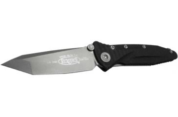 Image of Microtech SOCOM Delta TE Folding Knife, Black Handle, Stonewash Plain MT163-10