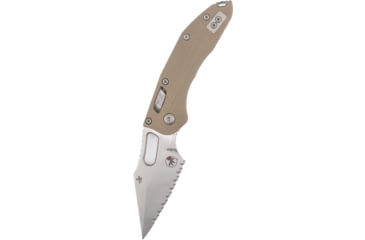 Image of Microtech Stitch Ram Lok S/E Stonewash Full Serrate Fluted G-10 3.71in Folding Knife, Tan, 169RL-12FLGTTA