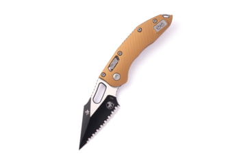 Image of Microtech Stitch S/E Full Serrate Fluted 3.71in Folding Knife, Manual Folder, Tan/Black, 169RL-3FLTA