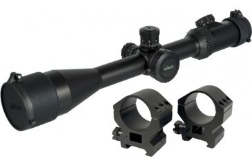 Image of Millett 4-16x50 Tactical Rifle Scope, Matte Black w/ Illuminated Mil-Dot Bar Reticle BK81001 w/ Millett 30mm Tactical Detachable Rings, High, Matte Black DT00714