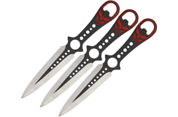 Image of Miscellaneous Skull Thrower Set Knife, Black finish stainless handle with red skull artwo, TK91220-80-3
