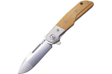 Image of MKM Clap Linerlock Natural Micarta Folding Knife, 3 satin finish Bohler M390 stainless blade, Natural canvas micarta handle, Titanium bolster, MK LS01-NCT