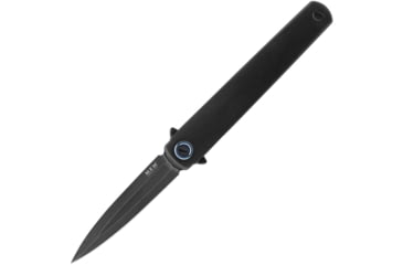 Image of MKM Flame Framelock Dagger Dark SW Folding Knife, 2.88 black stonewash finish Bohler M390 stainless, Black stonewash finish titanium handle, MK FL02-TDSW