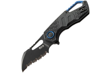 Image of MKM Isonzo Linerlock Black Folding Knife, 2.25 black finish partially serrated Bohler N690 , Black FRN handle, MK FX03-1PBK