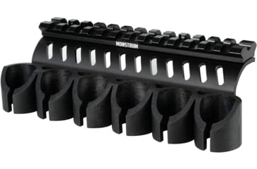 Image of Monstrum Side Mounted 12 Gauge Shell Holder, Picatinny Rail Mount for Mossberg 500/590/Shockwave Series Shotguns, Black, Z83
