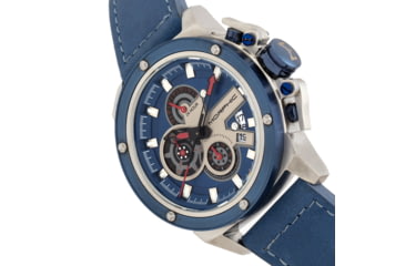 Image of Morphic M81 Series Chronograph Leather-Band Watch w/Date, Blue/Silver - Mens, MPH8102