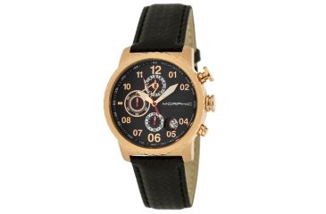 Image of Mens M38 Series Watch,43mm,Black Analog Dial,Rose Gold Bezel,Black Leather Band