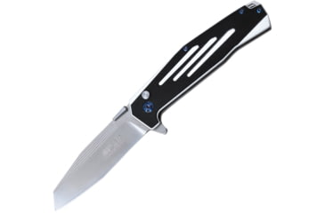 Image of Mtech Button Lock Black/White Folding Knife, 3.5 satin finish stainless blade, Black and white G10 handle, MTE-FDR034-WH