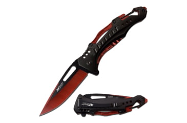 Image of Mtech Drop Point Spring Assisted Knife w/Bottle Opener, 3.5 in, 3Cr13 Stainless Steel Stainless Steel, Black/Brown, MT-A705G2-RD