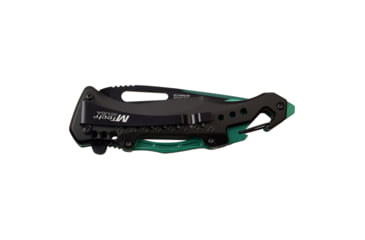 Image of Mtech Drop Point Spring Assisted Knife w/Bottle Opener, 3.5 in, 3Cr13 Stainless Steel Stainless Steel, Black/Green, MT-A705G2-GN