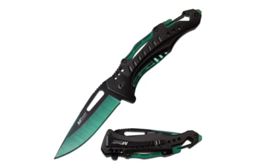 Image of Mtech Drop Point Spring Assisted Knife w/Bottle Opener, 3.5 in, 3Cr13 Stainless Steel Stainless Steel, Black/Green, MT-A705G2-GN